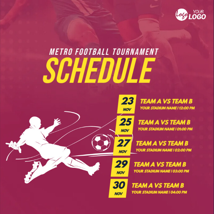 Visual Timetable Football Copy of Football Schedule Template | PosterMyWall