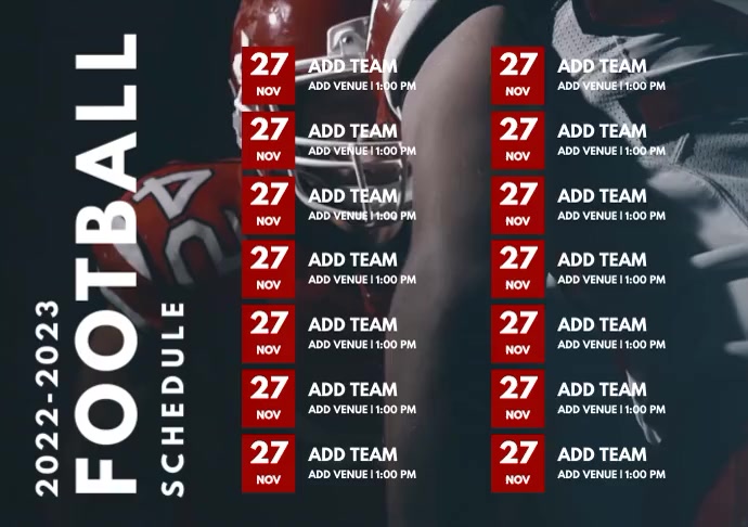 Printable Football Rotation Schedule Football Schedule Template | PosterMyWall