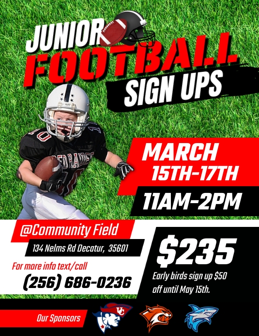 Football Sign Ups Flyer Template | PosterMyWall