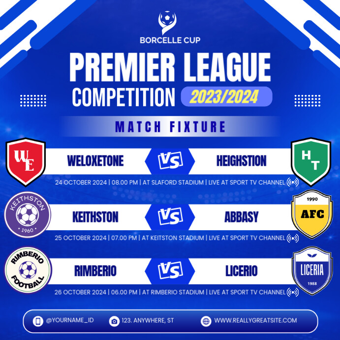 Fixture Post Football Plantilla de FOOTBALL SOCCER FIXTURE | PosterMyWall