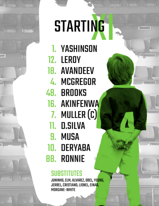 Football Soccer Team Squad Starting Line-Up Pamflet (VSA Brief) template