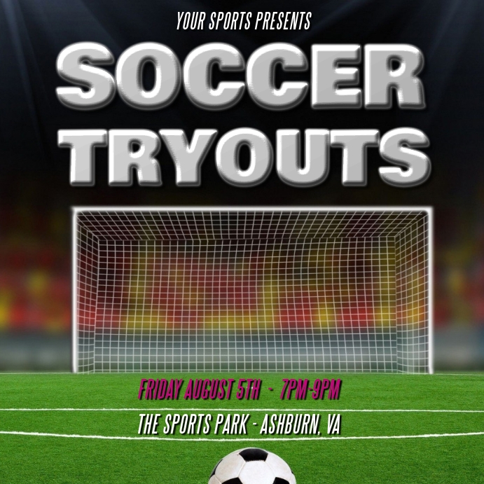 FOOTBALL SOCCER TRYOUTS FLYER Template PosterMyWall