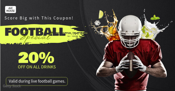 Football Special Bar Coupon Voucher Facebook Gedeelde Prent template