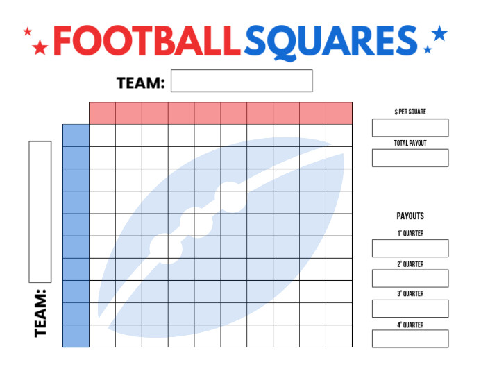 Printable Football Board Template Football Squares Pool Free