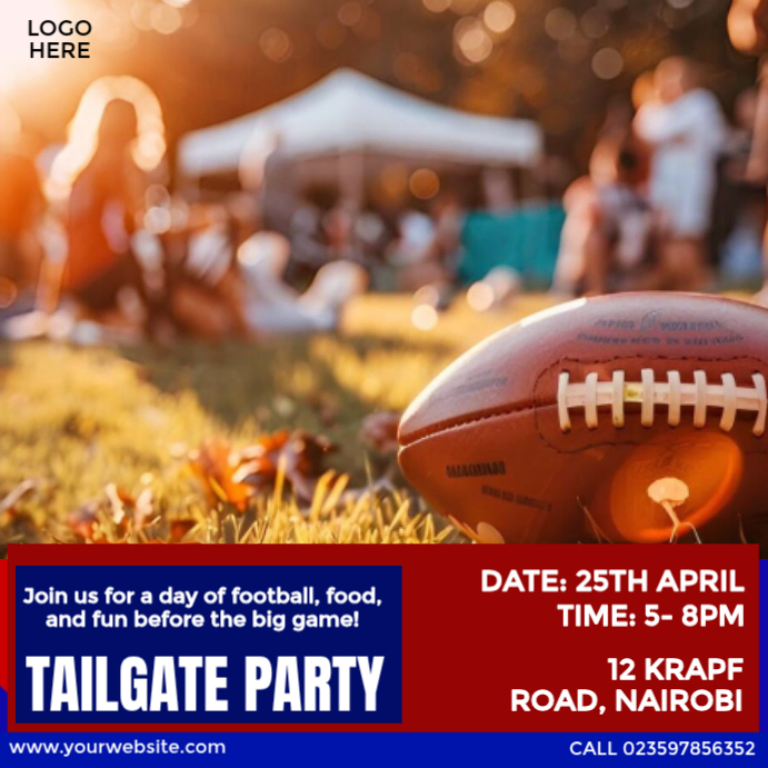 Football Tailgate Party Invite Template | PosterMyWall