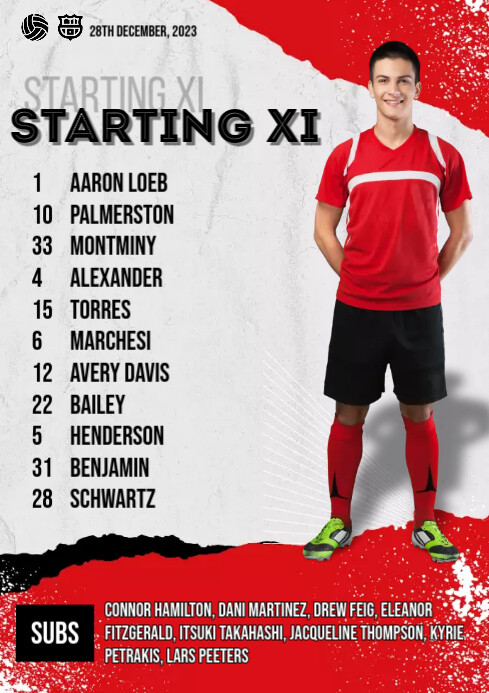 Football Team Lineup Template | PosterMyWall