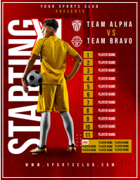 Team Lineup Post Football Soccer Team Squad Starting Line-Up Template | PosterMyWall