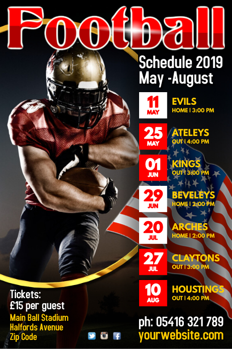 Football Team Schedule Poster Template Postermywall