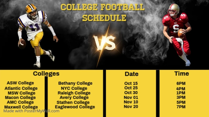 Visual Timetable Football Football Team Schedule Template | PosterMyWall