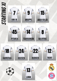 Football Team Starting XI Design Templates A4