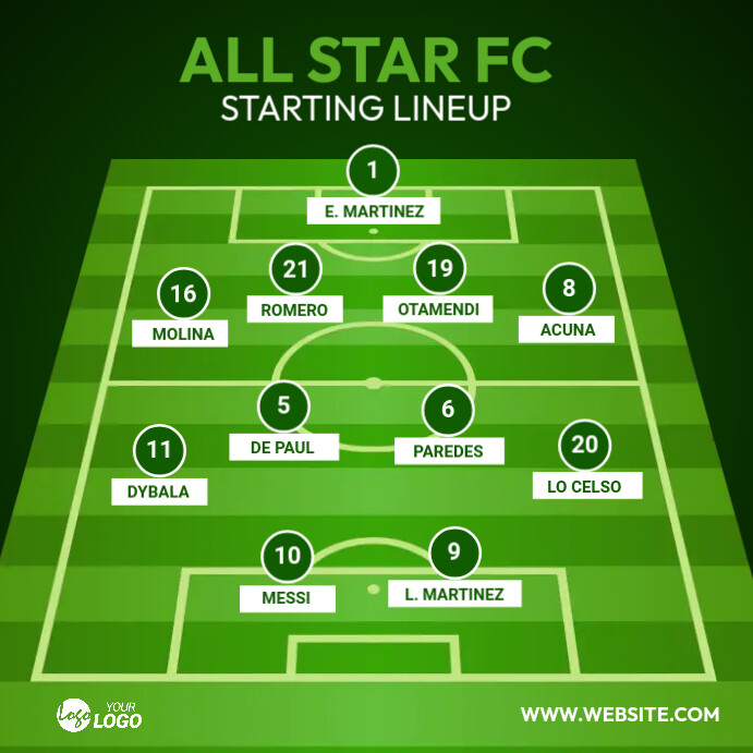 Team Lineup Post Football team xi lineup Template | PosterMyWall