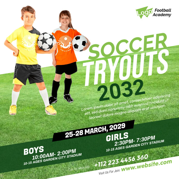 Football Tryouts Ad Template | PosterMyWall