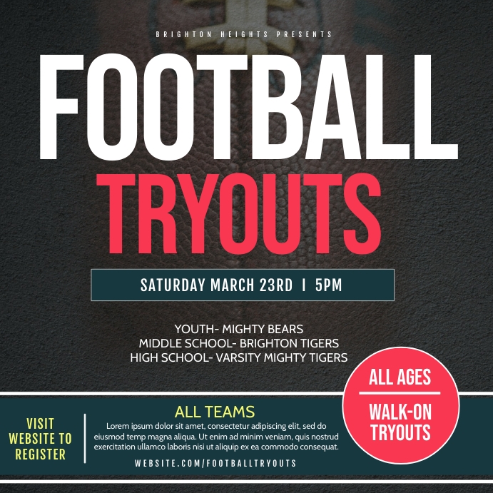 Football Tryouts Template | PosterMyWall