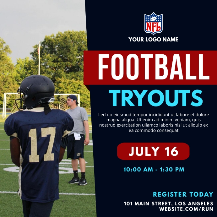 Tryouts Design Football tryouts Template | PosterMyWall