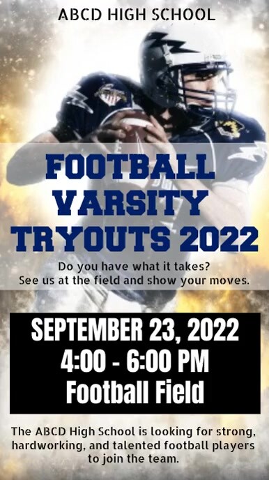 Football Tryouts Instagram Story Template | PosterMyWall