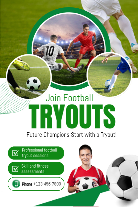 Football Tryouts Poster Template | PosterMyWall