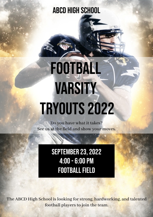 Football Tryouts Poster Template | PosterMyWall