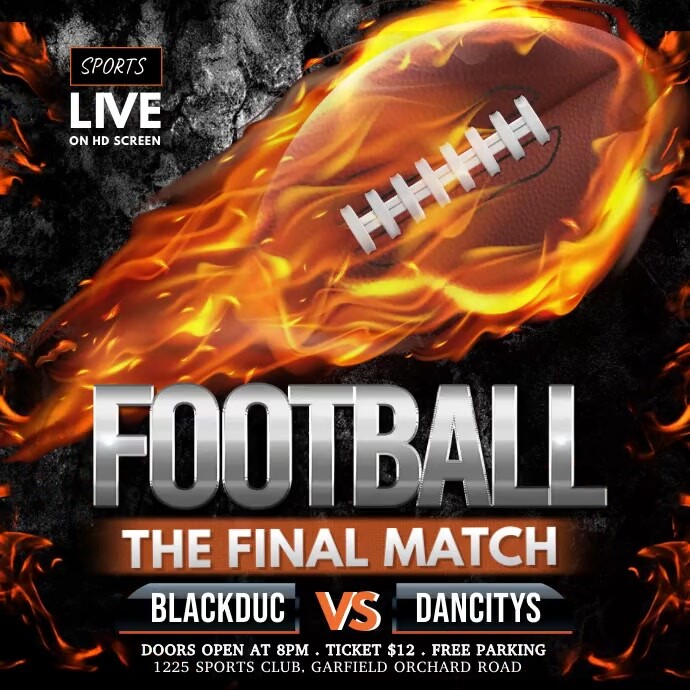 football video, american football video Square (1:1) template