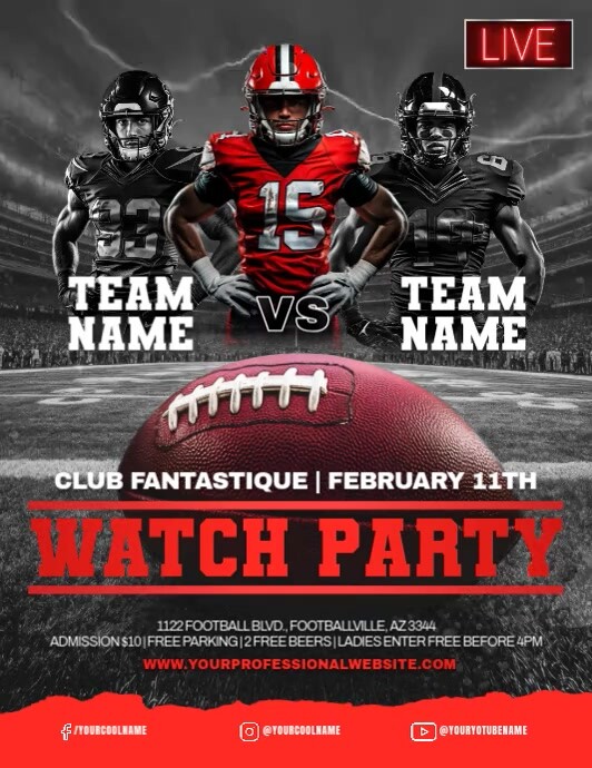 Modèle Football Watch Party Video Flyer | PosterMyWall