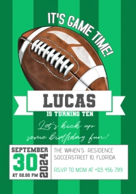 Football white background invitation A5 template