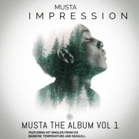 Forest grey & green Illustrative Double Exposure Modern Album  Album Cover template