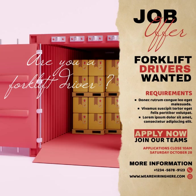 Forklift Drivers Wanted Poster Template | PosterMyWall
