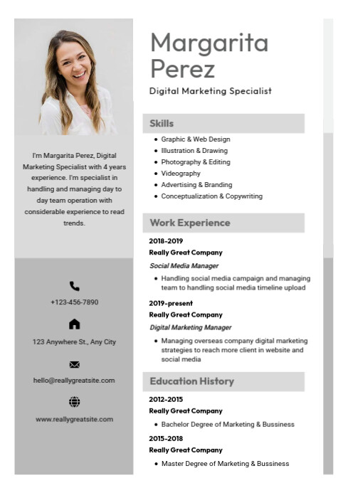Copy of Formal Resume Template | PosterMyWall