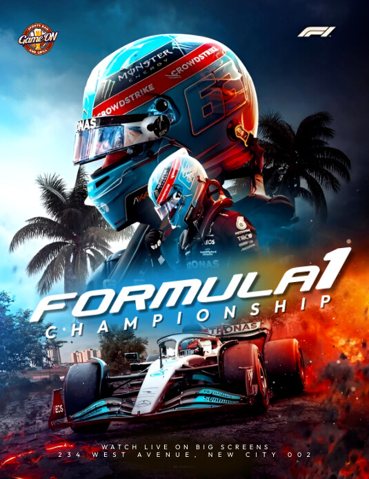 Formula 1 Championship Race day Flyer Template | PosterMyWall