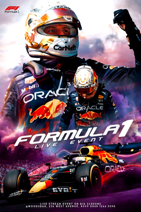 Formula 1 Livestream event flyer poster Facebook post Template ...