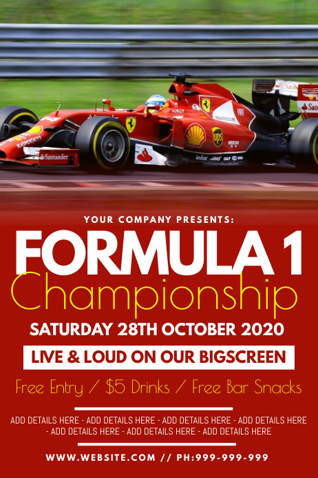 Formula 1 Poster Template Postermywall
