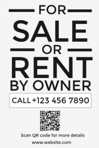 White For Rent Sign A4 Template | PosterMyWall