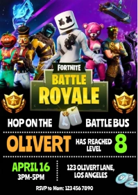 fortnite birthday invitation A4 template