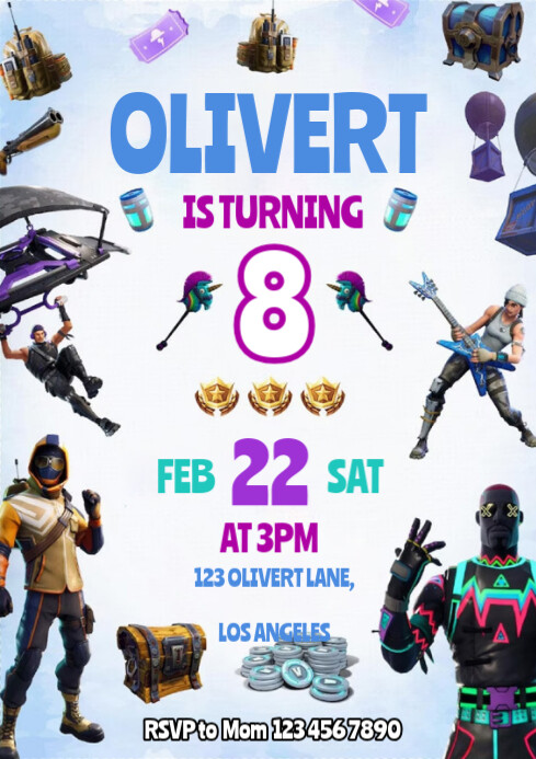 fortnite Birthday Invitation A4 template