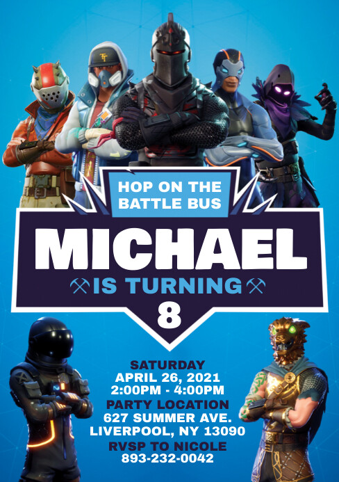 Modele Fortnite Birthday Party Invitation Blue Postermywall Modele Fortnite Birthday Party Invitation Blue Postermywall