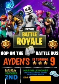 Fortnite Birthday Party Invitation A4 template