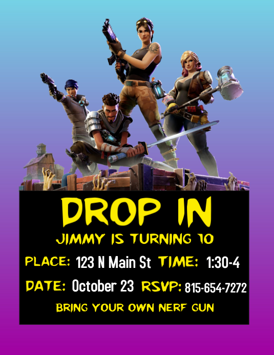 Fortnite Party Invite Template PosterMyWall