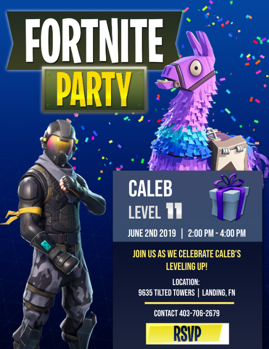 Fortnite Party with Present Flyer (Letter pang-US) template