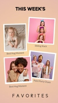 Weekly Memory Collage Template — Editable Layout Pantalla Digital (9:16)