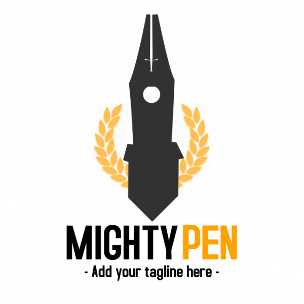 Fountain pen with sword logo template