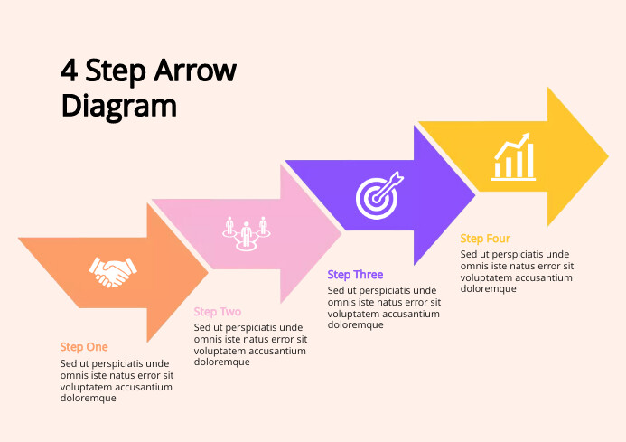 Four Step Arrow Diagram Infographic Template | PosterMyWall
