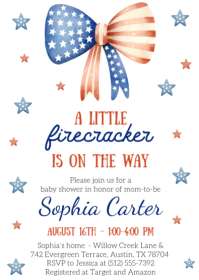 Fourth of July Baby Shower Invitation A6 template