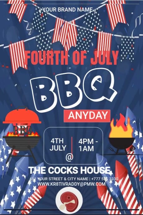 Fourth Of July Bbq Invitation  Poster Plakat template