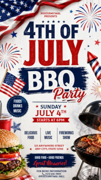Fourth of July BBQ party flyer Instagram Story template