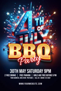 Fourth Of July BBQ Party Poster template