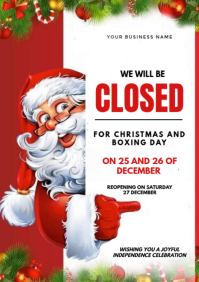Christmas Closure Notice Template | Patriotic Business Holiday Sign 2025 A4