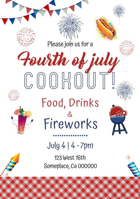 Fourth of july cookout template | PosterMyWall