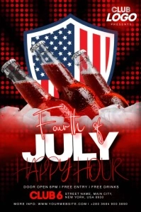 Fourth of July Happy Hour Poster template