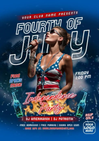 Bold Fourth of July Party Flyer Patriotic USA Event A3 template