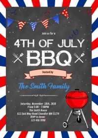 Fourth of July party invitation A6 template