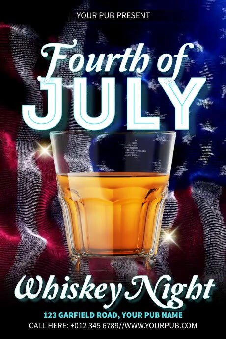 Fourth of July Whiskey Night Plakkaat template